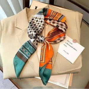 Satin Hair Scarf Women Handkerchief Printed Female Square Scarf